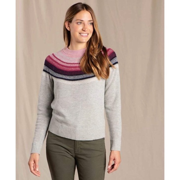 NWT Toad&Co Women’s Wool Blend Nordic Cazadero Crew Sweater in Light Ash size XL - Picture 1 of 9